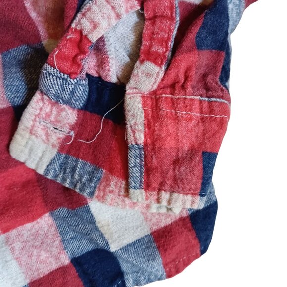 Boys 6 Vintage Flannel Shirt Distress 1970's Red/Blue Plaid Cotton JC Penney - Picture 3 of 5